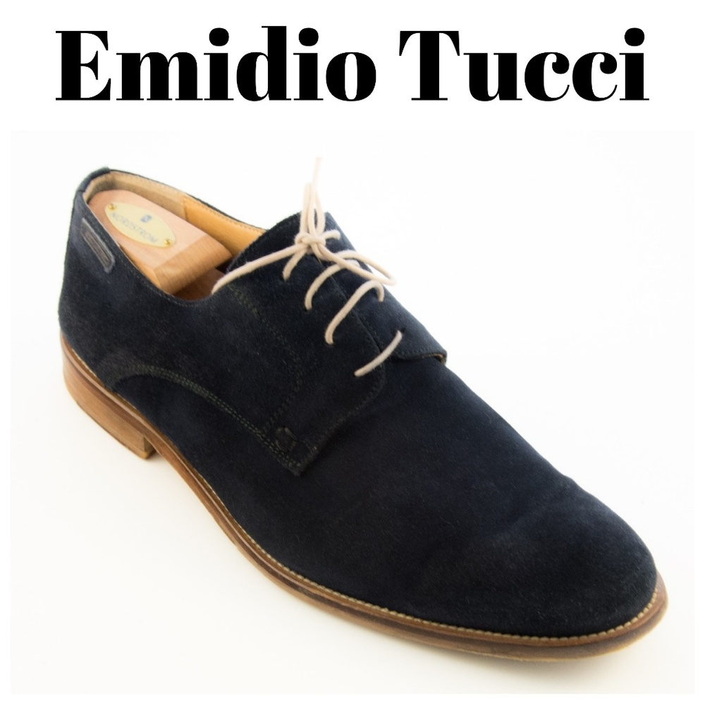 Emidio Tucci Navy Blue Suede Leather Shoes Size 13
